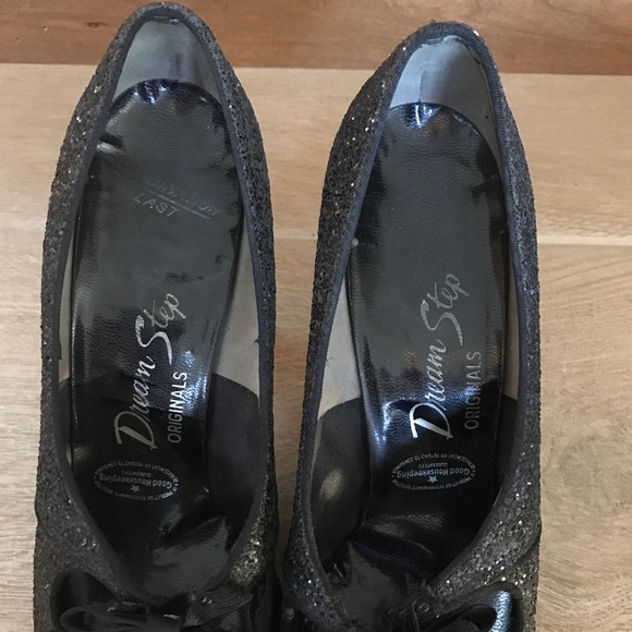 Vintage Stiletto Heels Dream Step Black Sparkle Pumps from 60s Size 7.5 - Picture 7 of 8